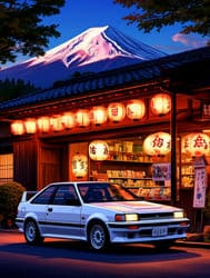у магазина стоит магазина спортивная машина Toyota