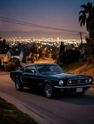 автомобиль Форд Мустанг(Ford Mustang) ночной город