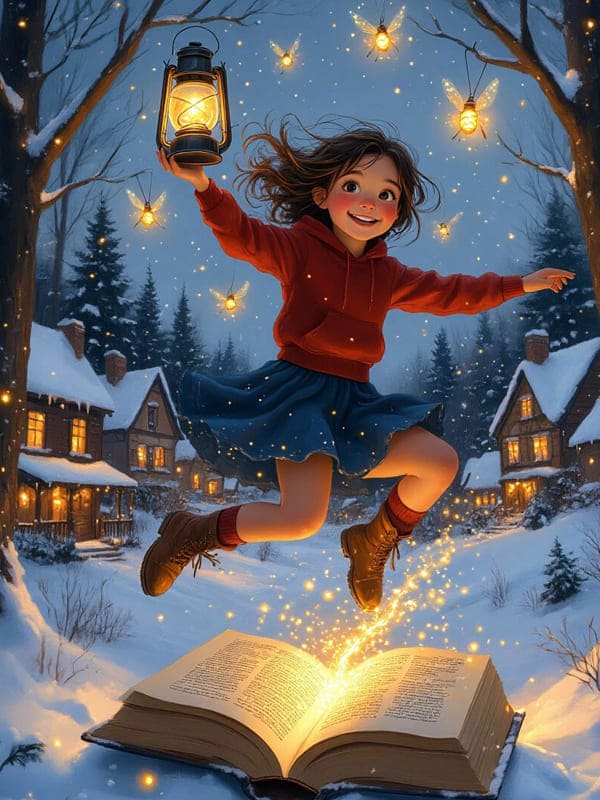 Девушка выскакивает из книжки сказка с фонарём