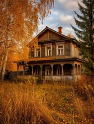 Картинка старого дома осенний пейзаж