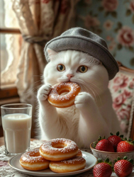 кот с пончиком