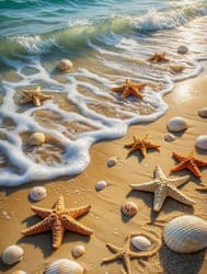 Красивые звезды морские на пляже картинка