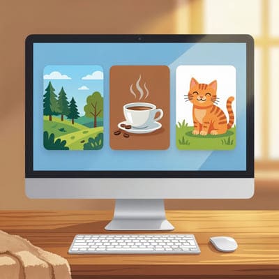 Галерея иллюстраций и цифровых артов на мониторе